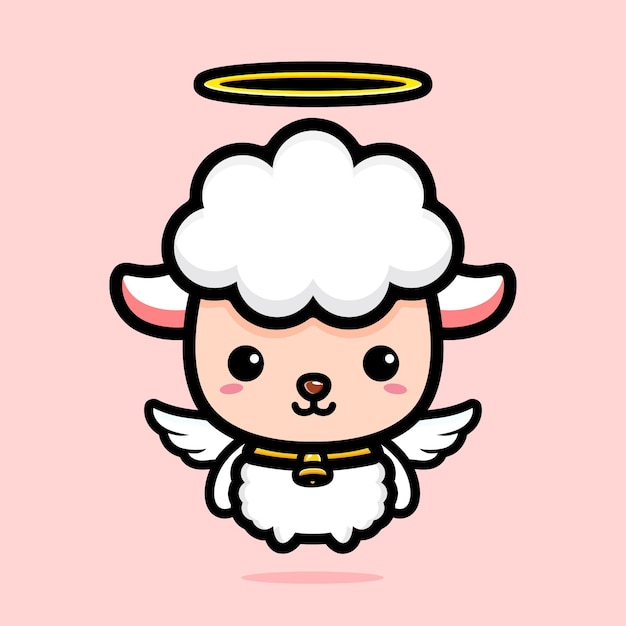 Vector cute angel sheep character design