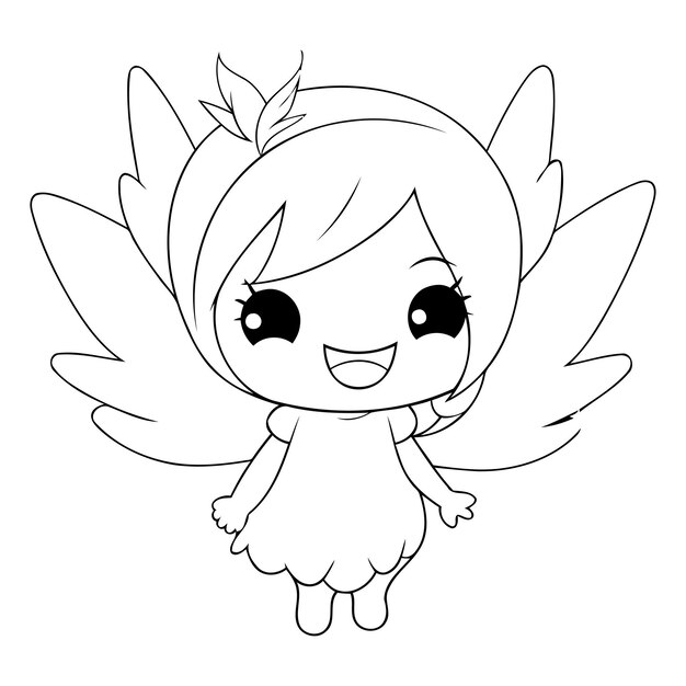 Vector cute angel with wings vector illustration of a cute angel