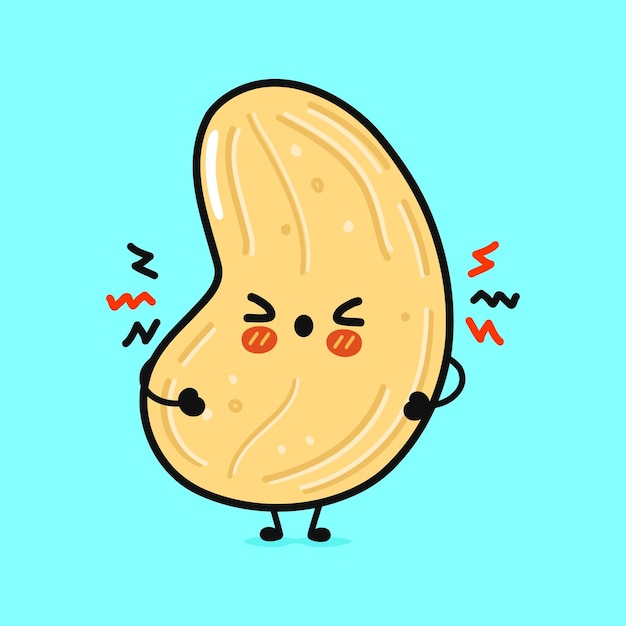 Cute angry cashew character