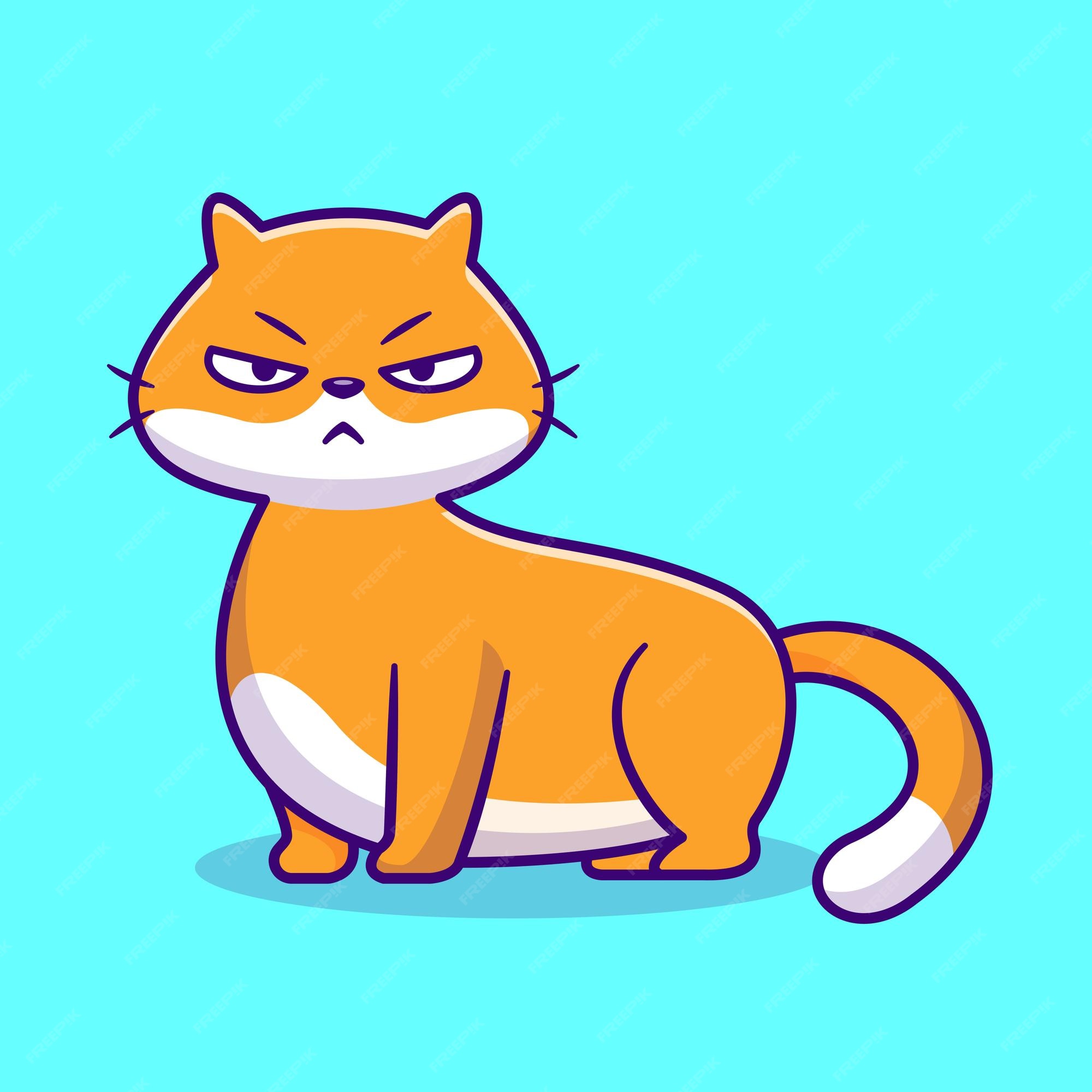 Premium Vector  Cute cat angry cartoon icon illustration.