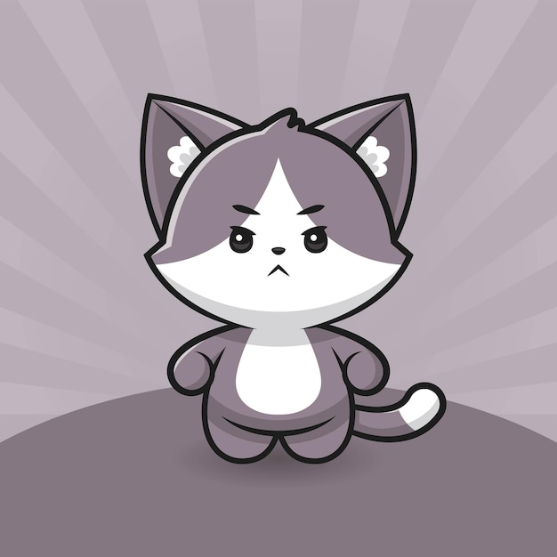 Vector cute angry cat cartoon vector