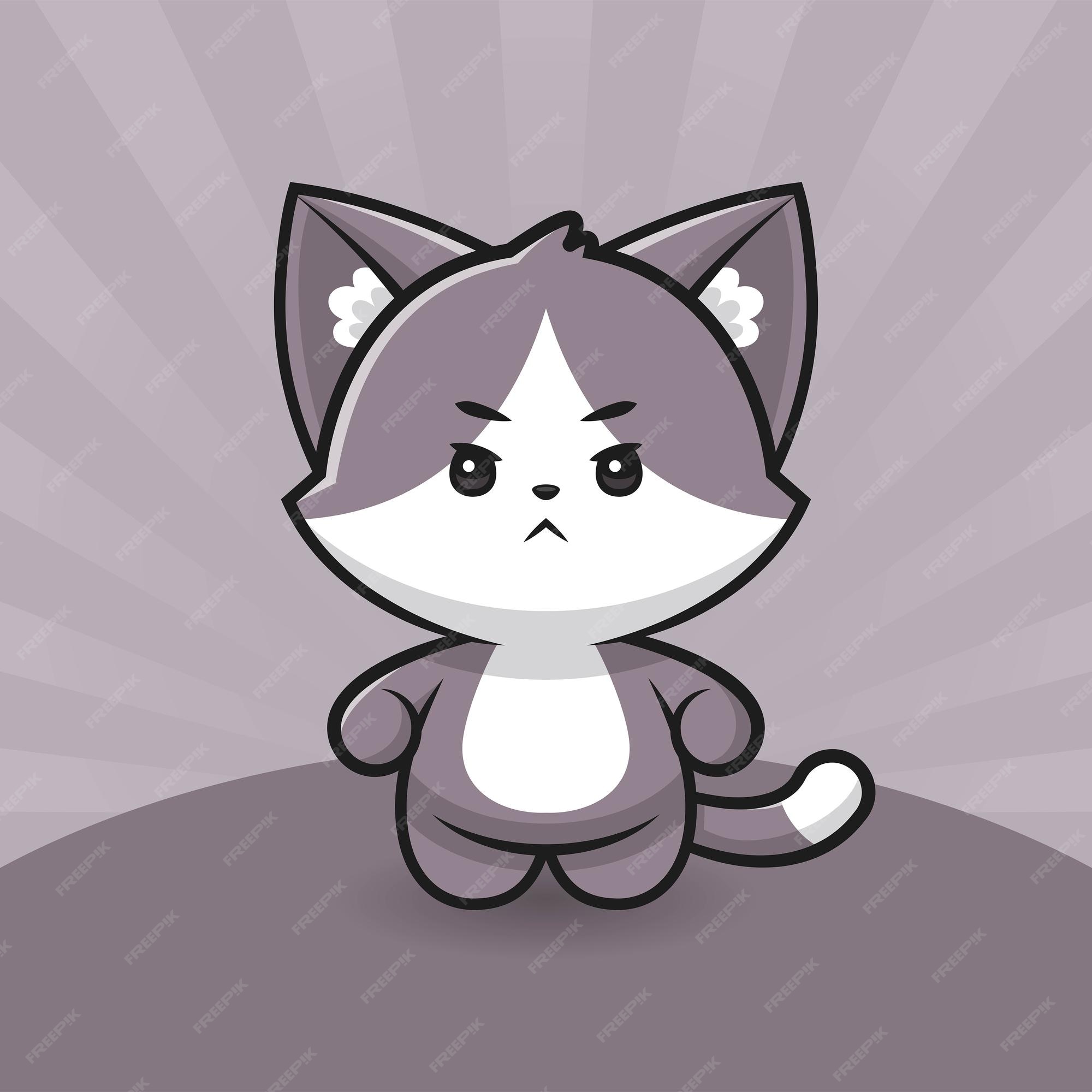 Premium Vector  Cute cat angry cartoon icon illustration.