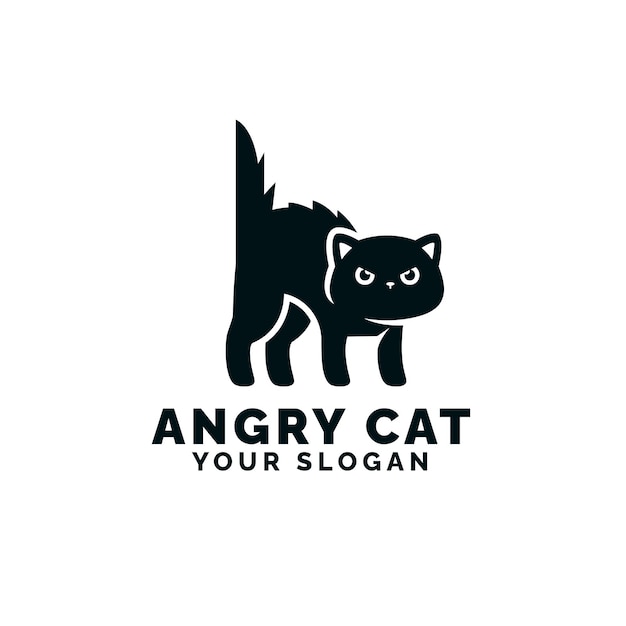 Vector cute angry cat logo