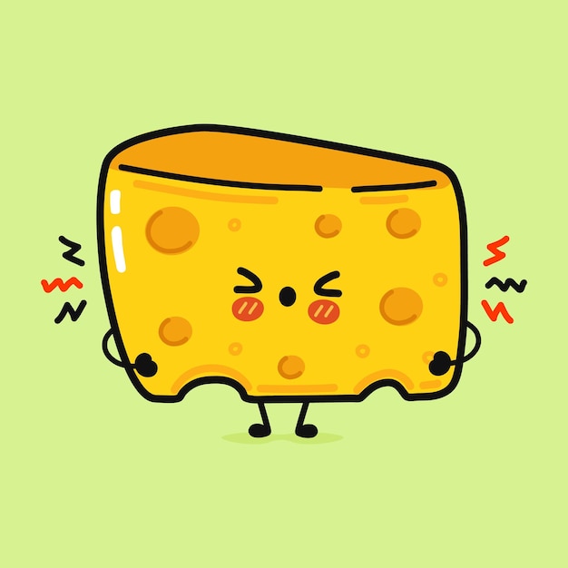 Vector cute angry cheese character