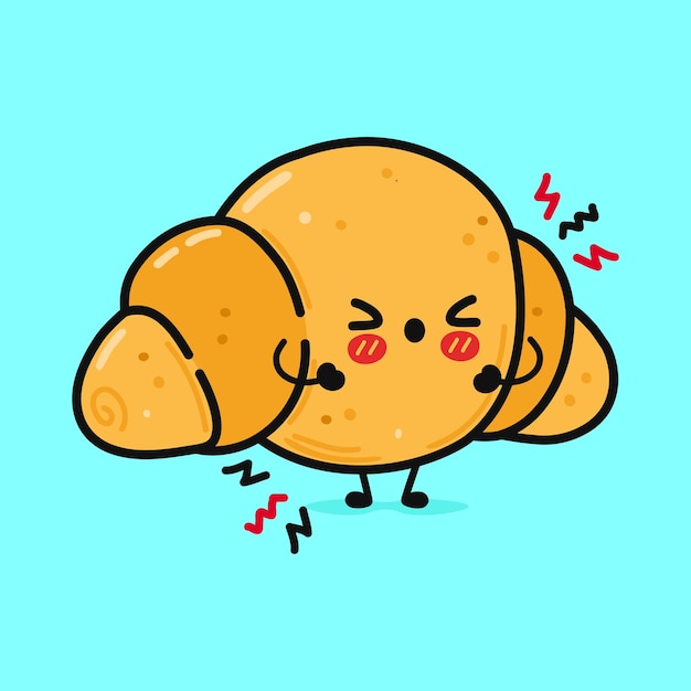 Cute angry croissant character