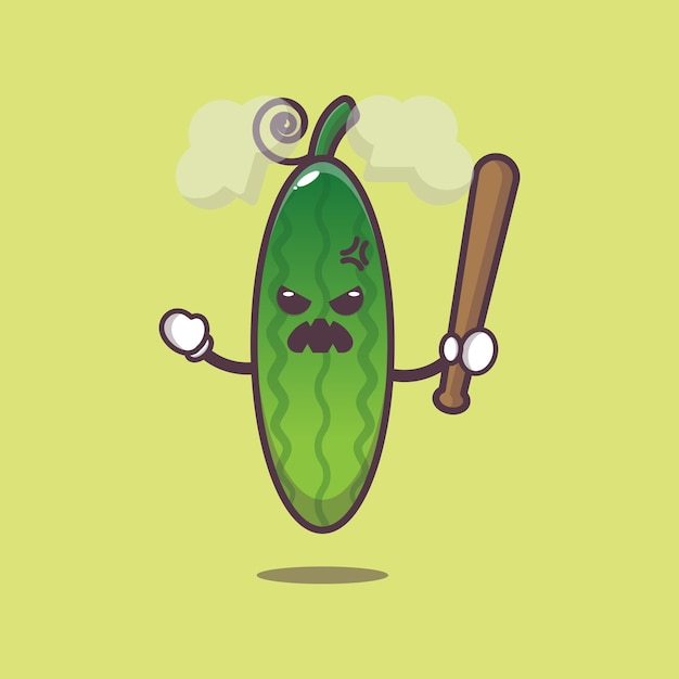 cute angry cucumber character illustration