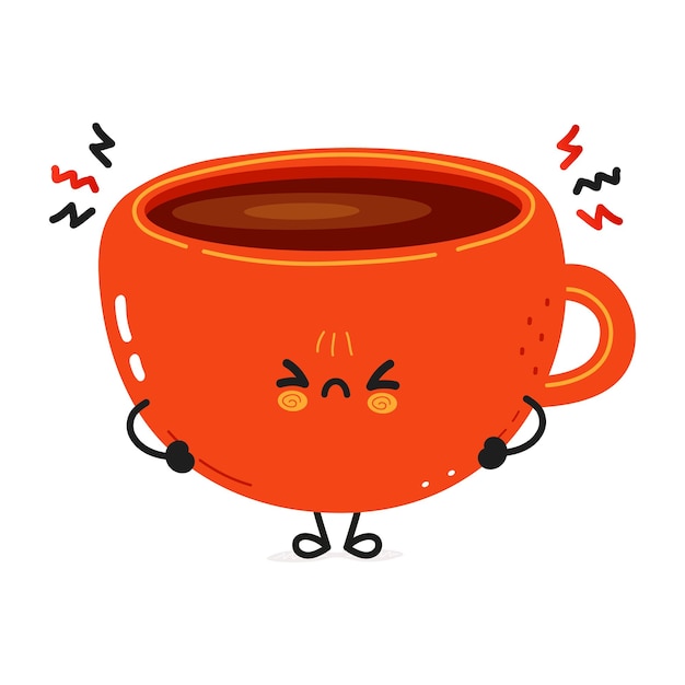 かわいい怒っている一杯のコーヒー キャラクター