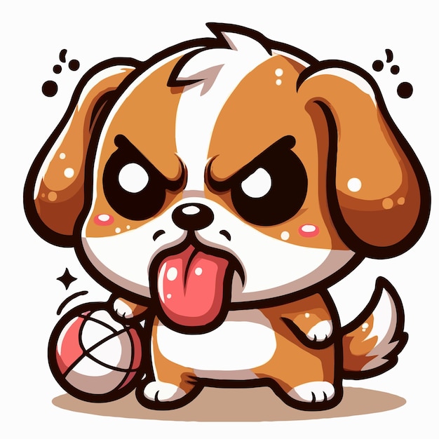 ベクトル 白い背景のカートゥーン・ベクトルで描かれた可愛い怒った犬