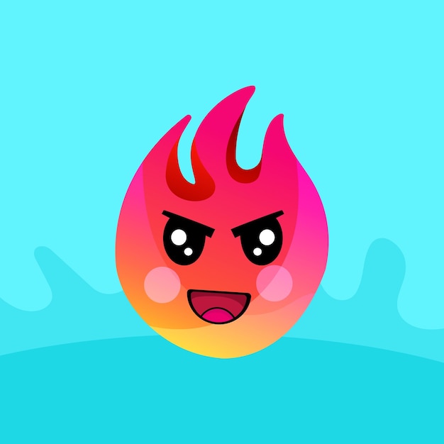 Cute Angry Fire emoji vector download