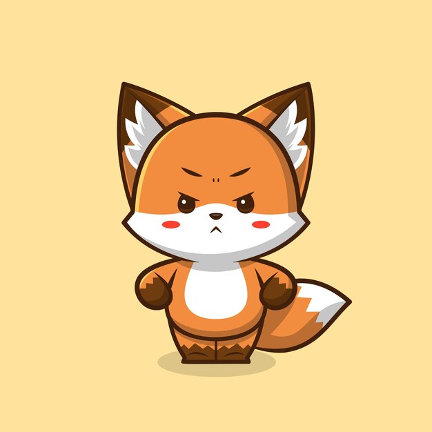 Vector cute angry fox cartoon vector icon illustration animal nature icon concept cute angry fox logo