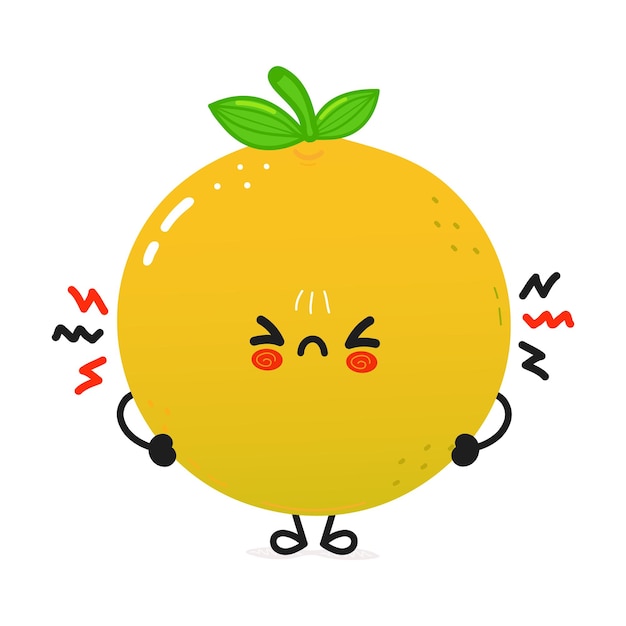 Vector cute angry grapefruit character