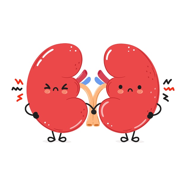 Vettore simpatico personaggio dell'organo dei reni arrabbiato