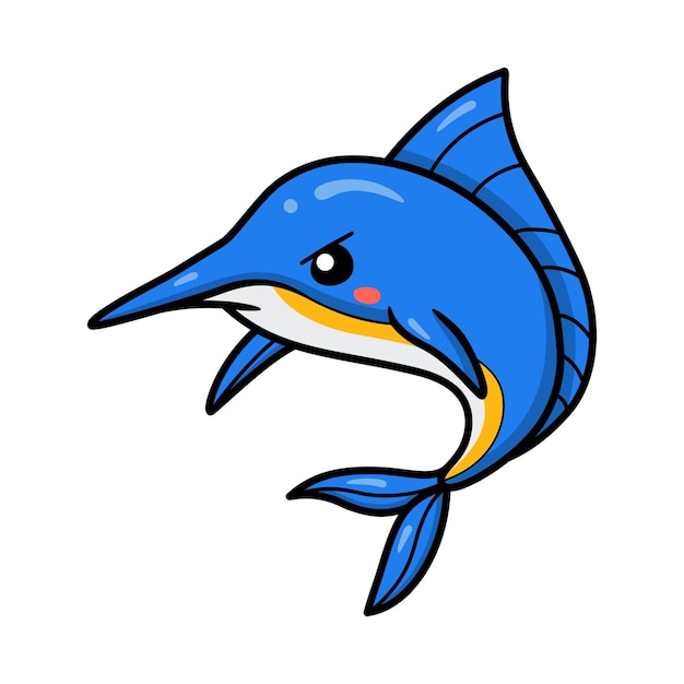 Cute angry little marlin cartoon