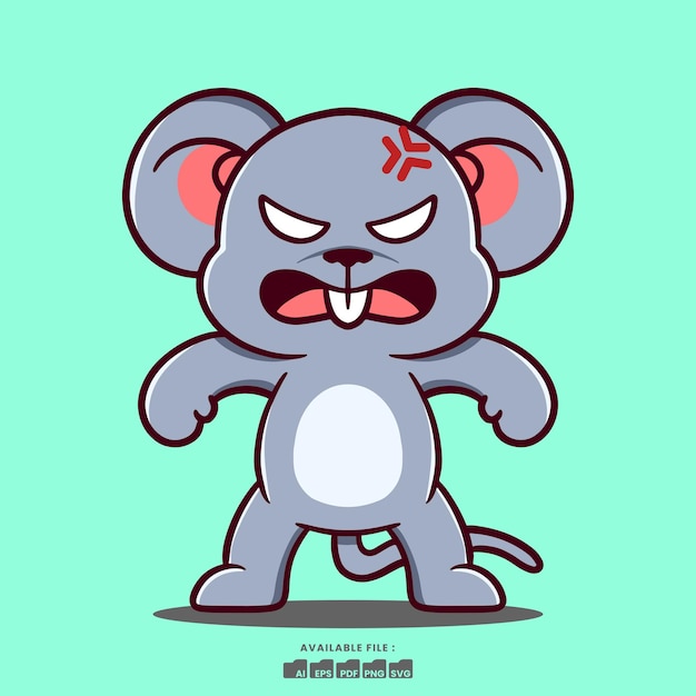 Cute Angry Mouse Cartoon Illustration