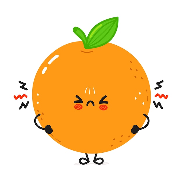 かわいい怒っているオレンジ色の果物のキャラクター