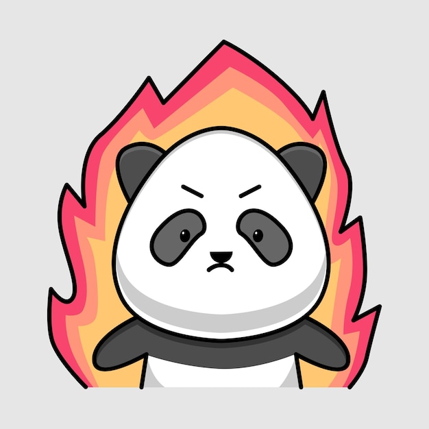 Vector cute angry panda cartoon design