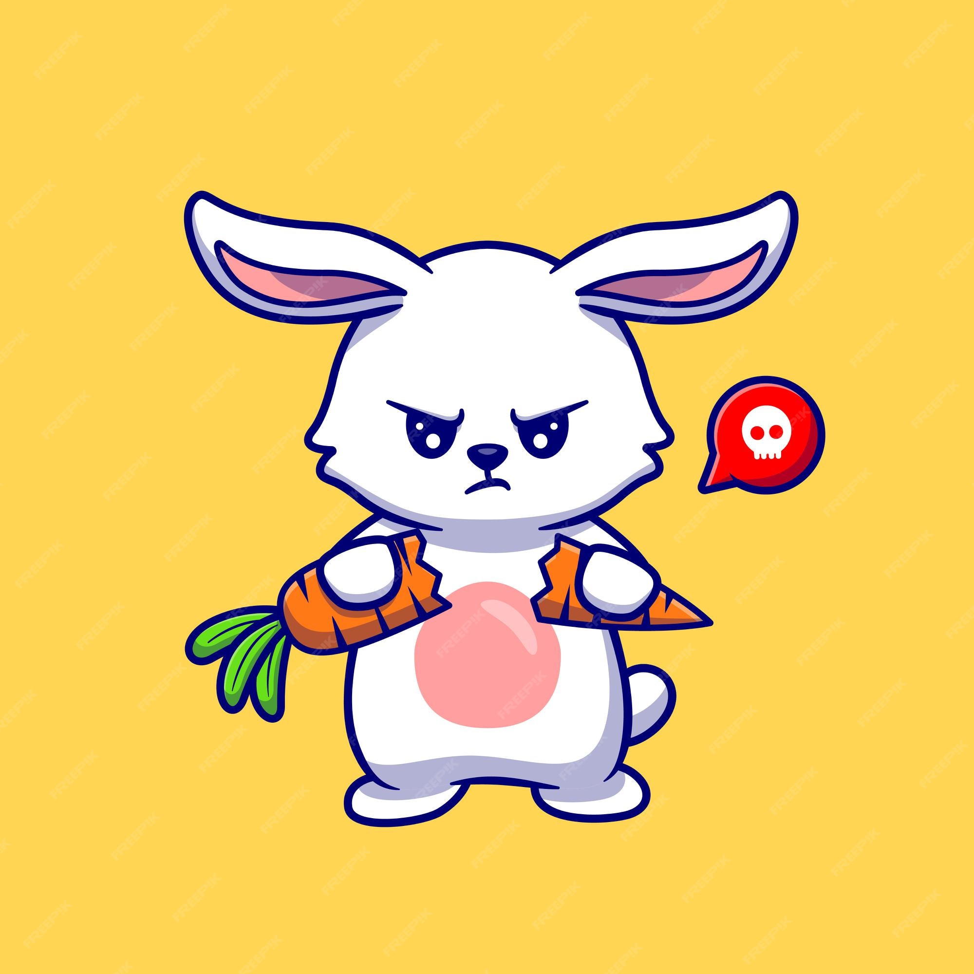 Premium Vector | Cute angry rabbit break carrot illustration.