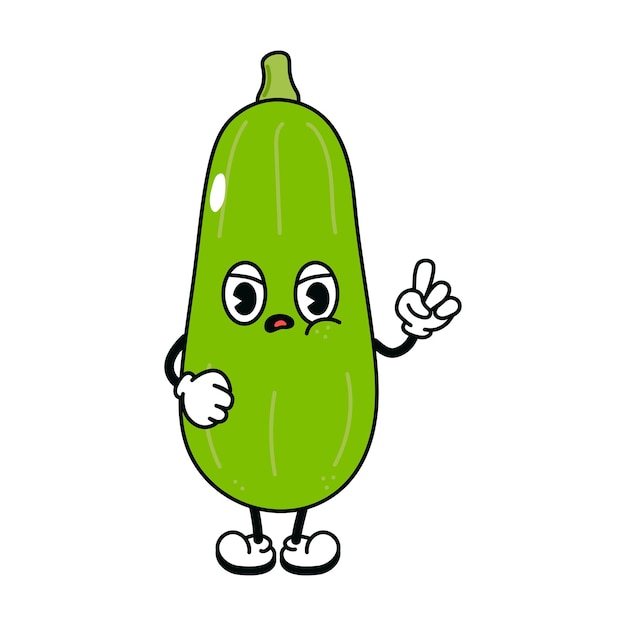 Vector cute angry sad vegetable marrow character