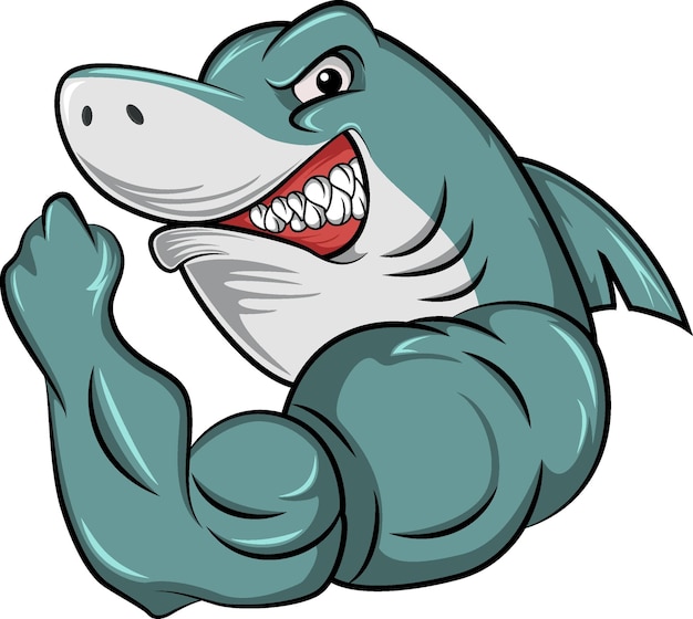 Cute angry shark cartoon mascot