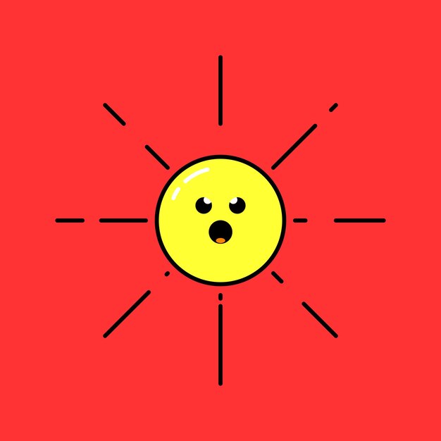 Cute angry sun cartoon weather illustration kawaii hand drawn element