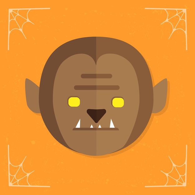 Cute angry werewolf halloween monster vector illustration isolated on orange background