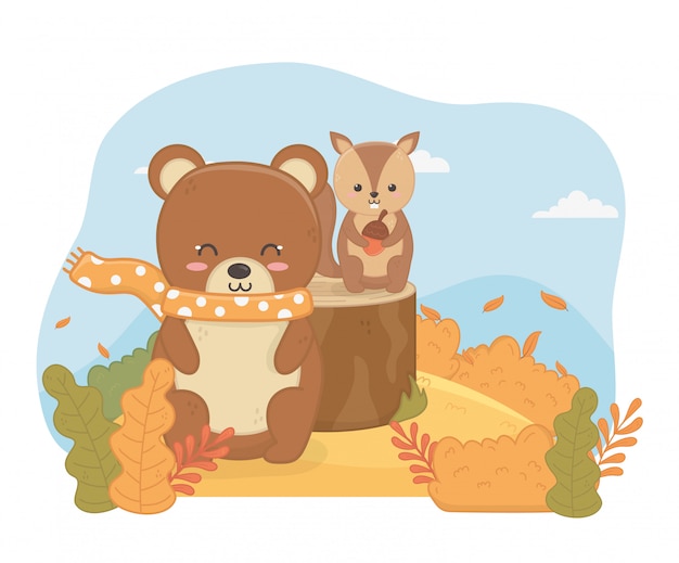 Cute animal in autumn season