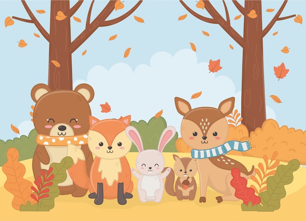 Cute animal in autumn season