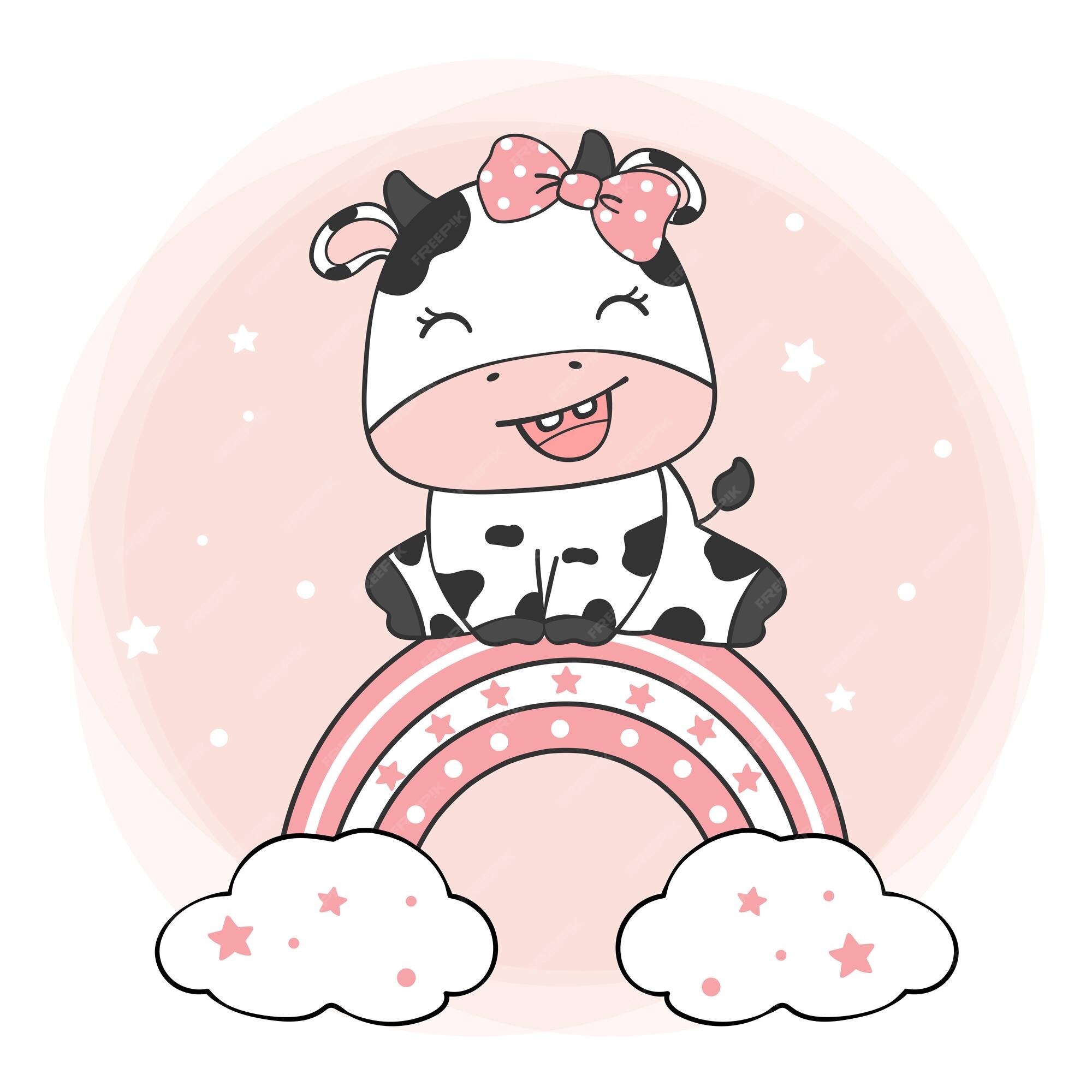 Strawberry Cow kawaii | Greeting Card