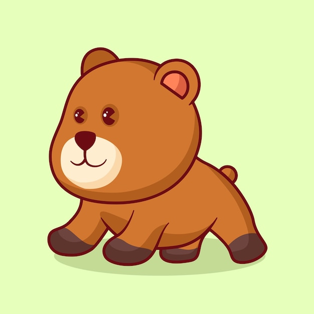 Illustrazione sveglia dell'icona di vettore del fumetto dell'orso animale