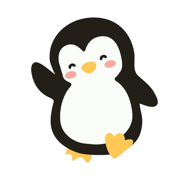 Vector cute animal bird penguin cartoon flat