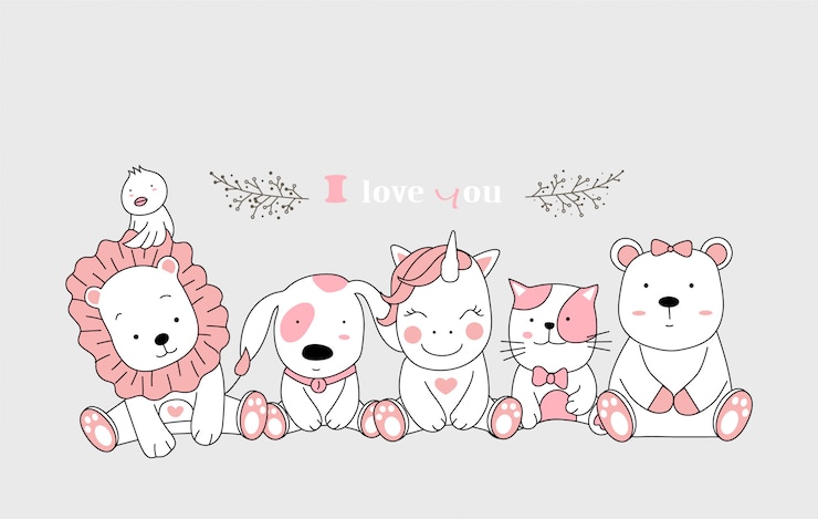 Vector かわいい動物漫画セット