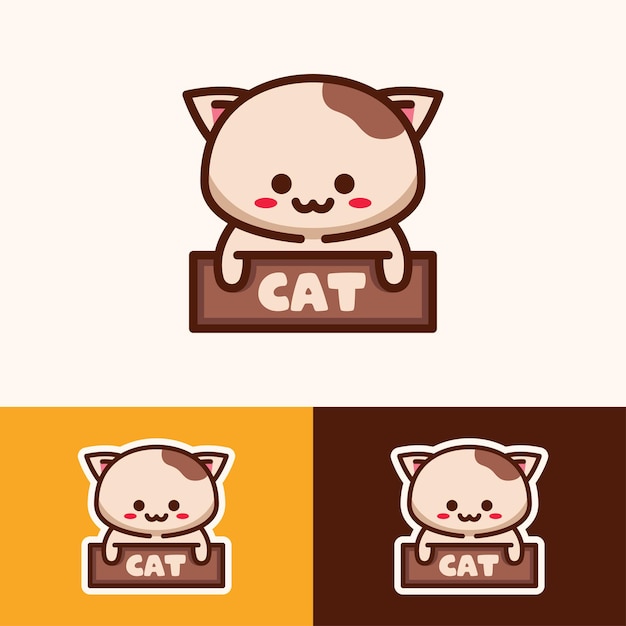 Милое животное кошка с именем дизайн логотипа