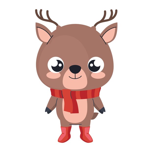 Vector cute animal christmas deer