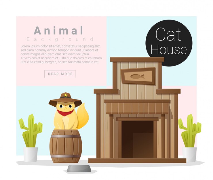 かわいい動物コレクション、猫の家