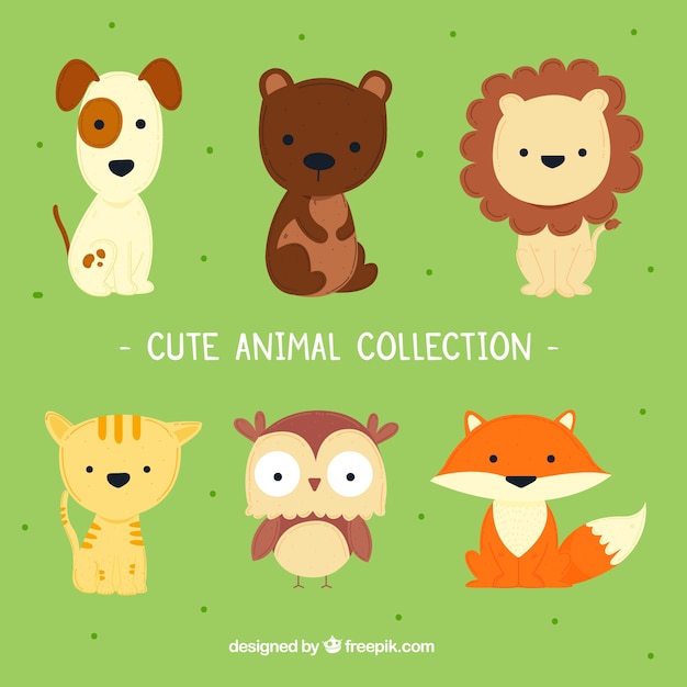 Cute animal collection with childish style