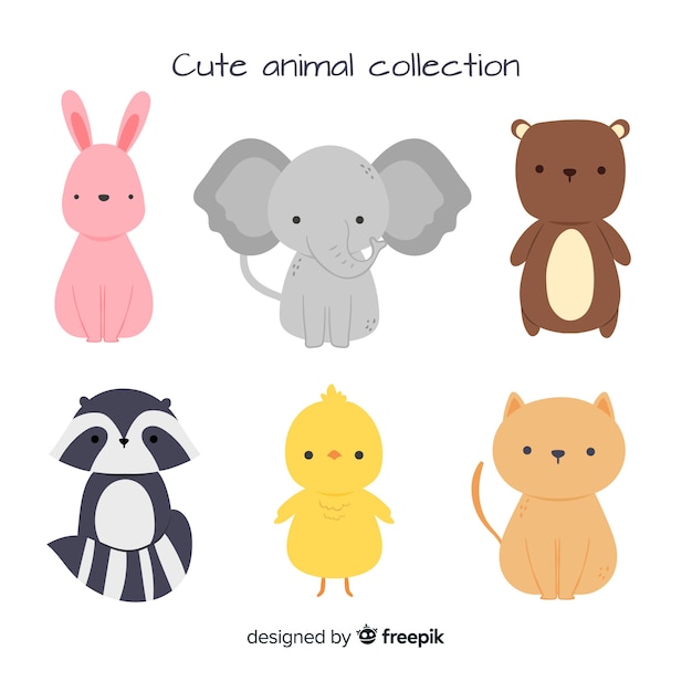 Cute animal collection with elephant
