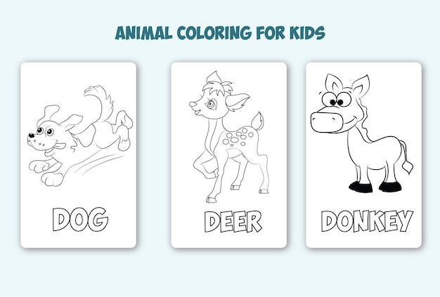 Vector cute animal coloring pages for kids