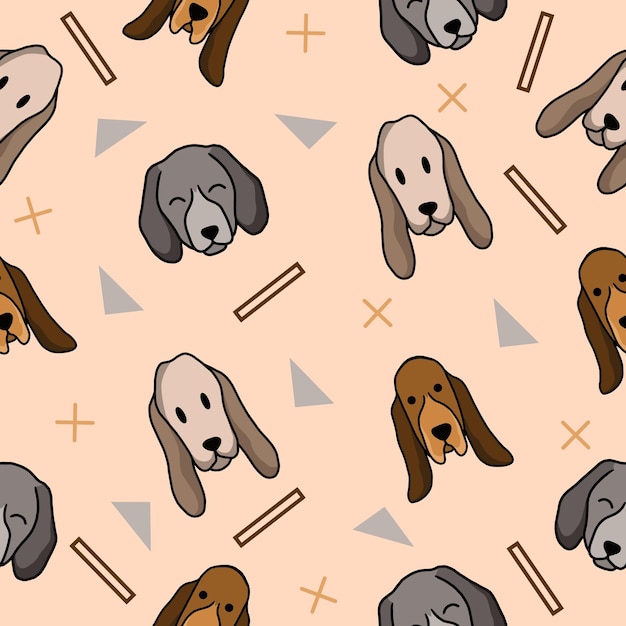 Cute animal dog puppy puppies seamless pattern doodle for kids
and baby