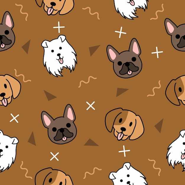 Cute animal dog puppy puppies seamless pattern doodle per bambini e neonati