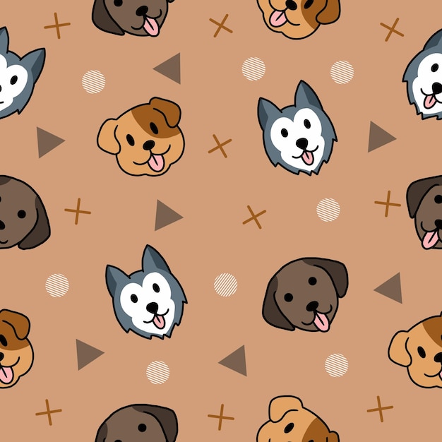 Cute animal dog puppy puppies seamless pattern doodle for kids\
and baby