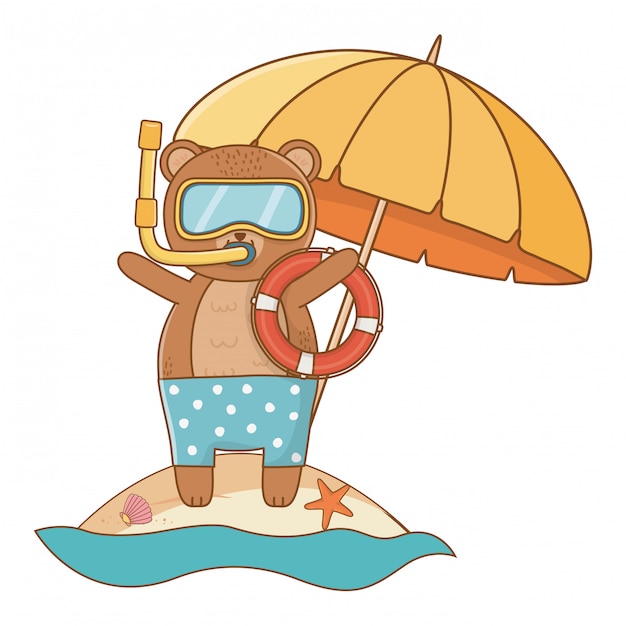 Cute animal enjoying summer time cartoon