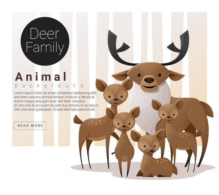 Vector 鹿とかわいい動物家族の背景