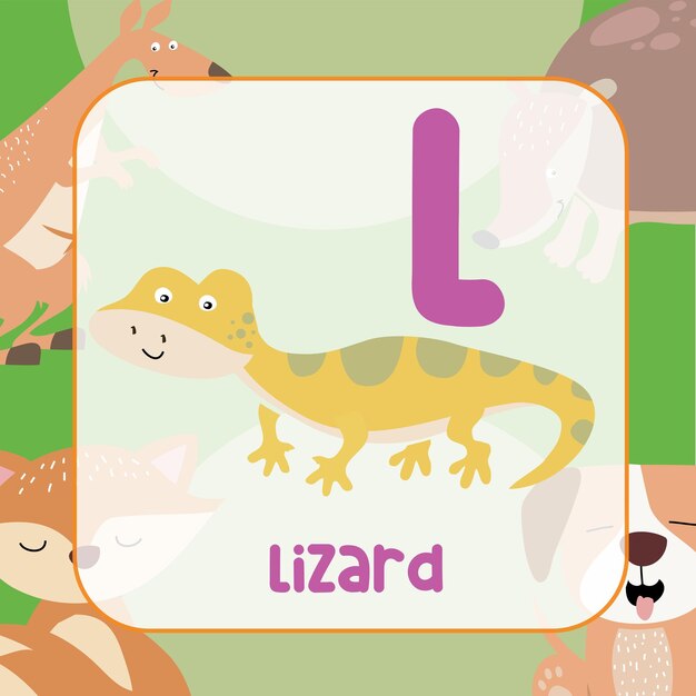 Cute Animal Flashcard for Children. Ready to print. Educational card for preschool. Vector File