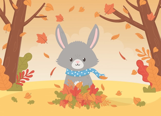 cute animal foliage hello autumn