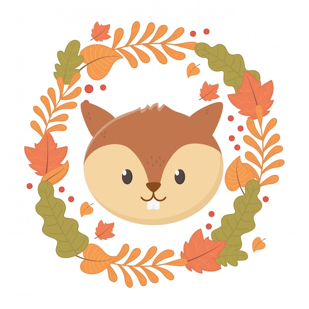 Cute animal foliage hello autumn