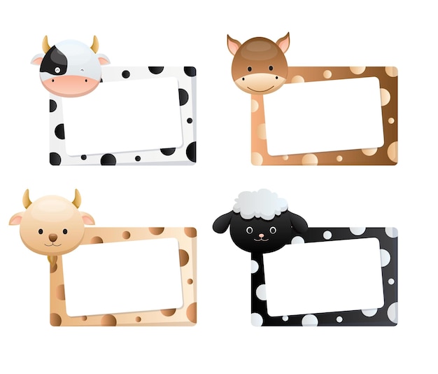 Vector cute animal frame set