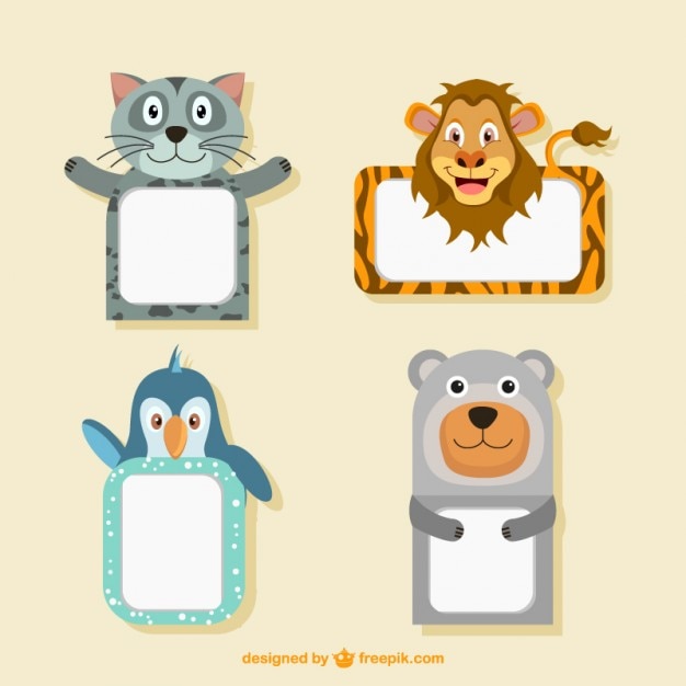 Vector cute animal frames collection