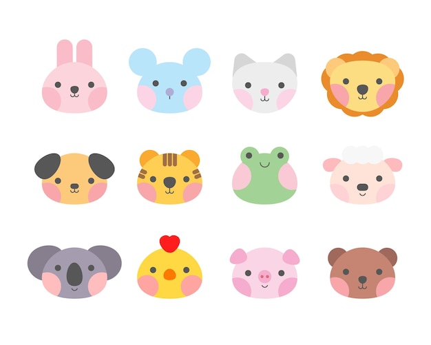 可愛い動物の頭のコレクション トレンディなスタイル