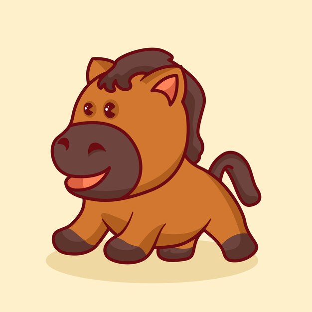 Vector cute animal horse cartoon vector icon illustration