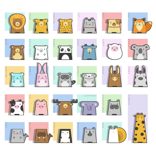 Cute Animal Icons Set